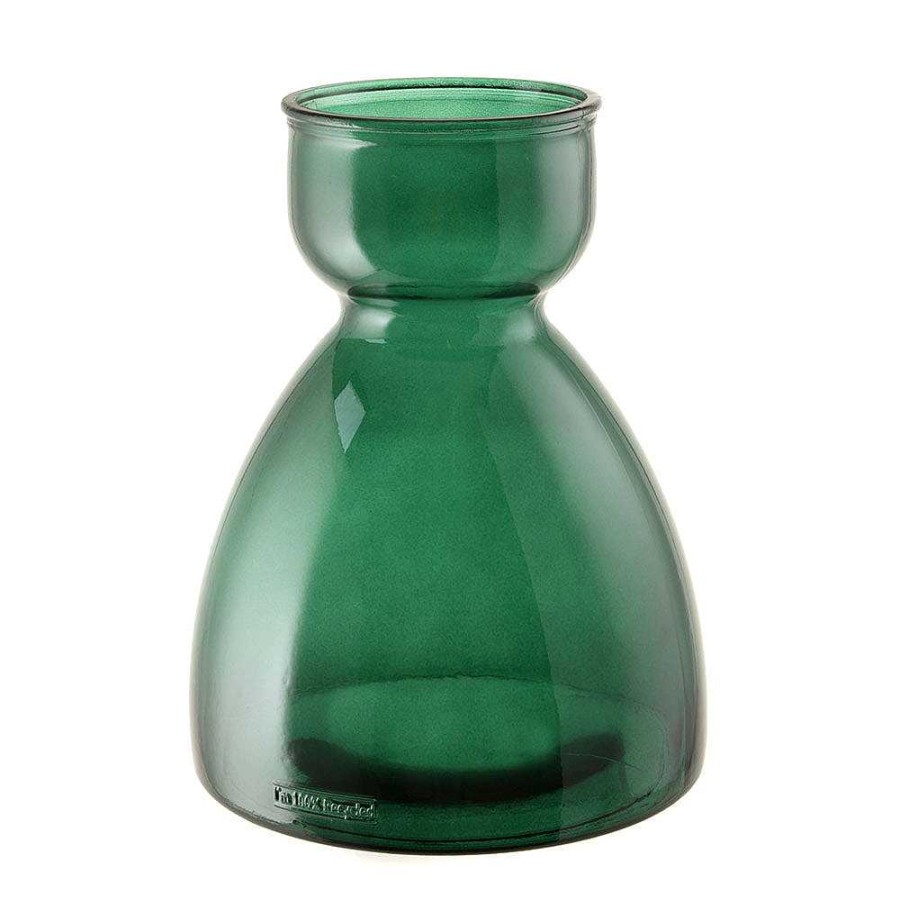 Wheel and Barrow Recycled Glass Vase Dark Green 34X27Cm | Vases & Planters