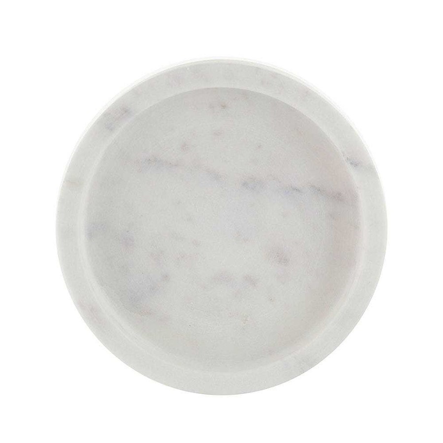 Wheel and Barrow Marble Round Tray 15Cm White | Trays