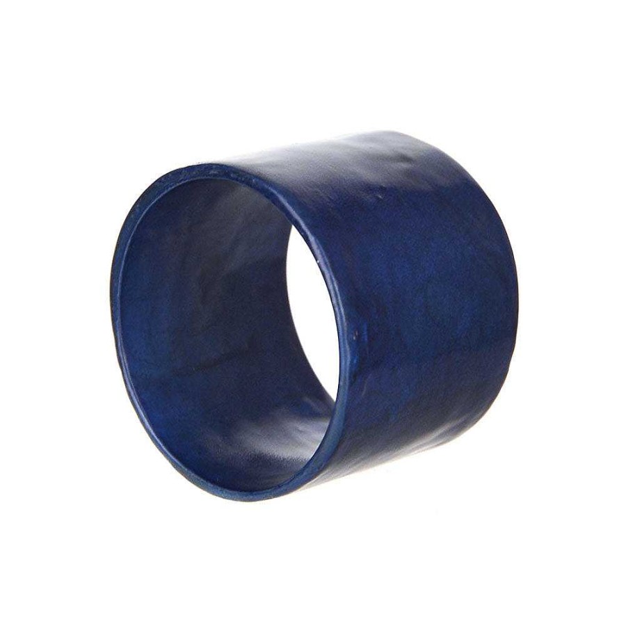 Wheel and Barrow Capiz Napkin Ring Dark Blue 3.5X4.5Cm | Napkin Rings