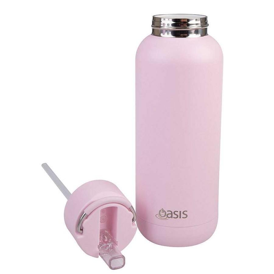 Wheel and Barrow Oasis Bottle Ceramic 1L Pink Lemonade | Hydration