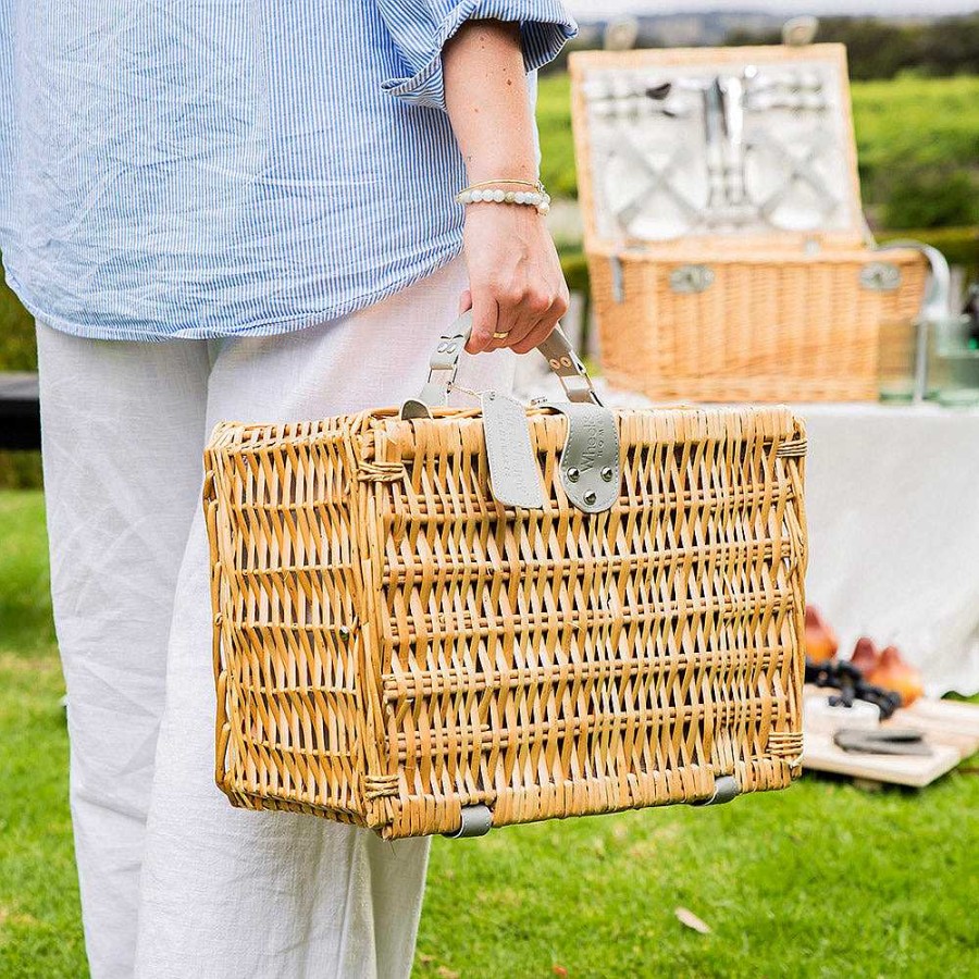 Wheel and Barrow Picnic Basket 2 Person Leaf Print | Picnic Basket & Blankets