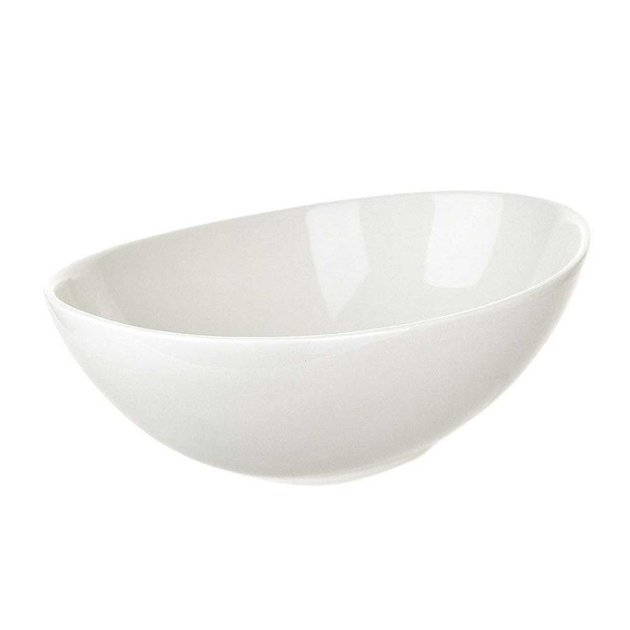 Wheel and Barrow Porcelain Bowl Oval 24.5X18X8.5Cm White | Salad & Serving Bowls