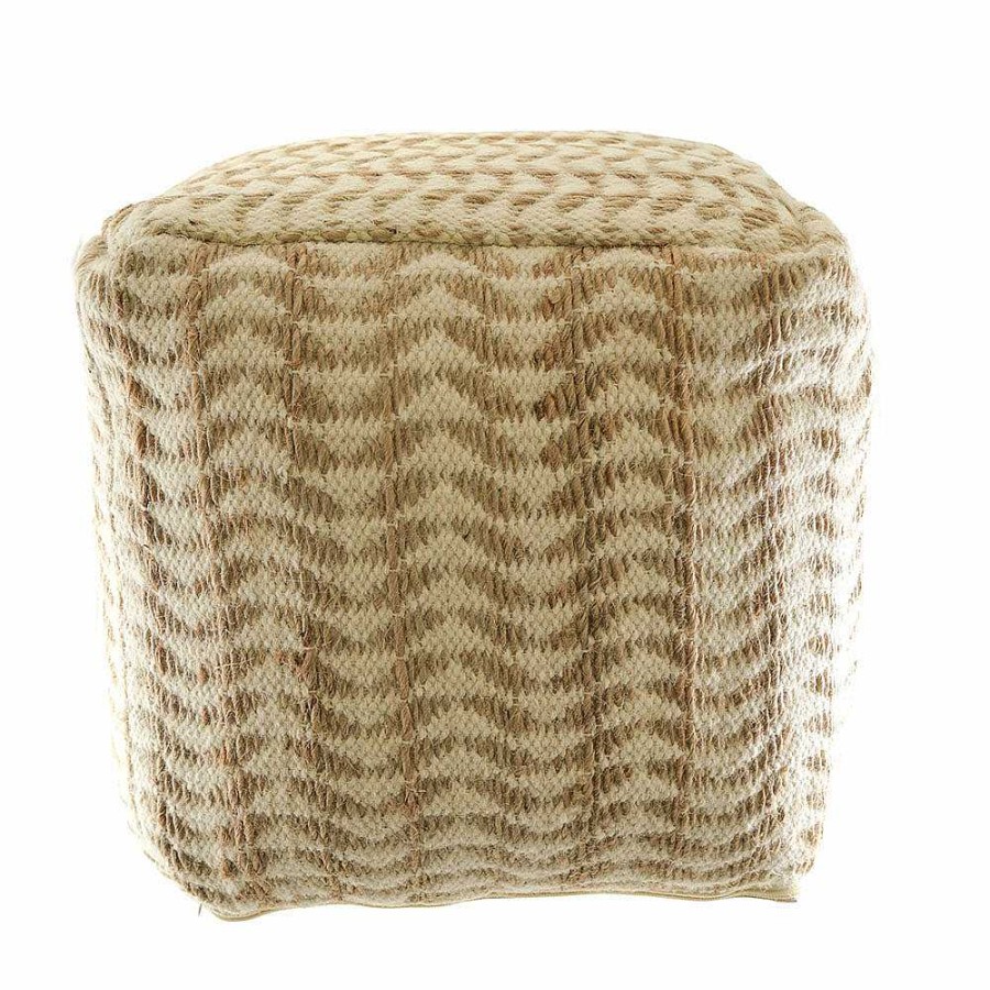 Wheel and Barrow Pouff Basento Natural/Ivory 40X40Cm | Furniture