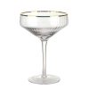 Wheel and Barrow Optic Coupe Glass Clear With Gold Rim 255Ml | Gold Barware