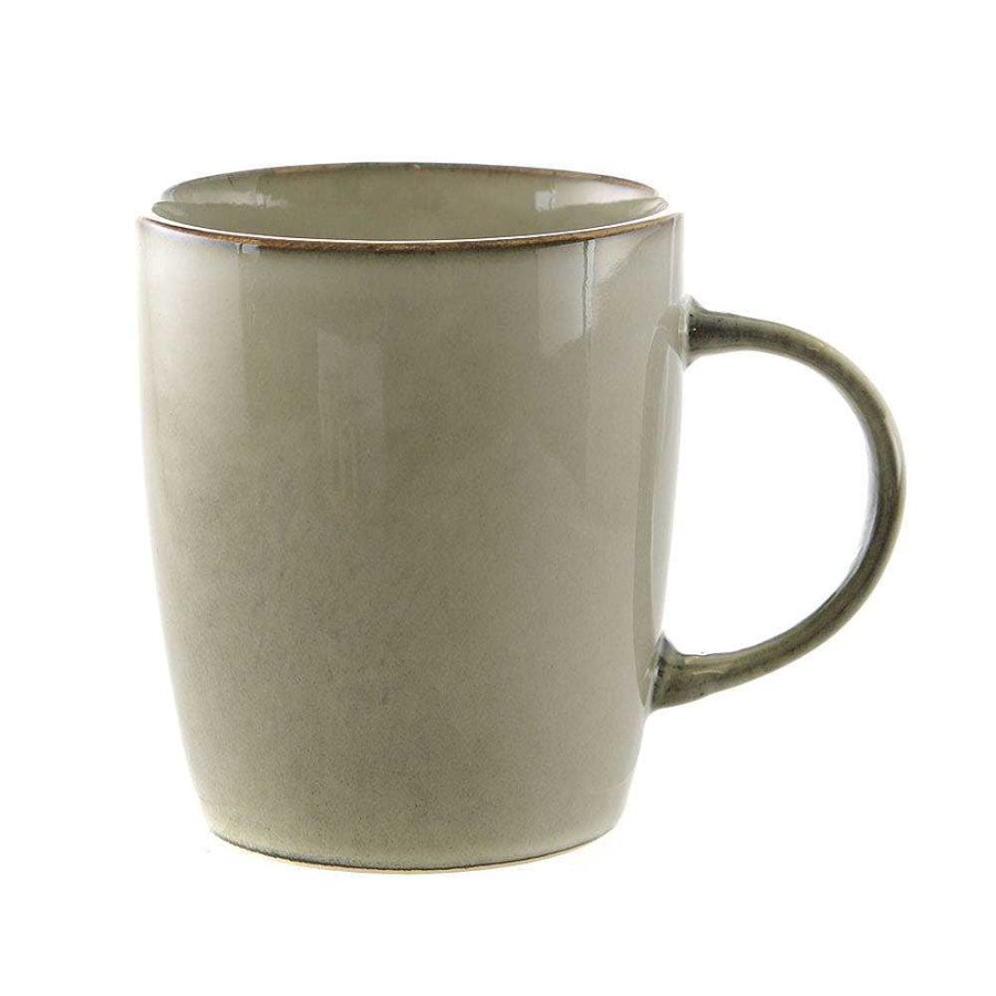 Wheel and Barrow Stoneware Mug Set/6 Olive Green | Stoneware