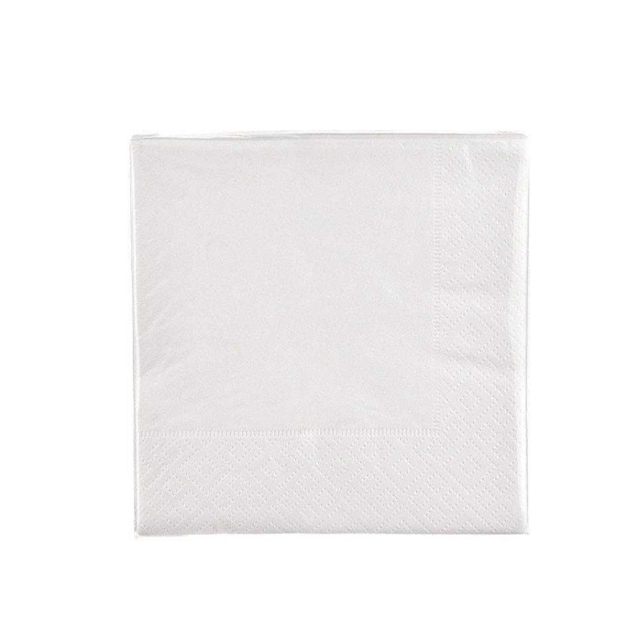 Wheel and Barrow Paper Napkin Cocktail White 25Cm Pack/20 | Paper Napkins