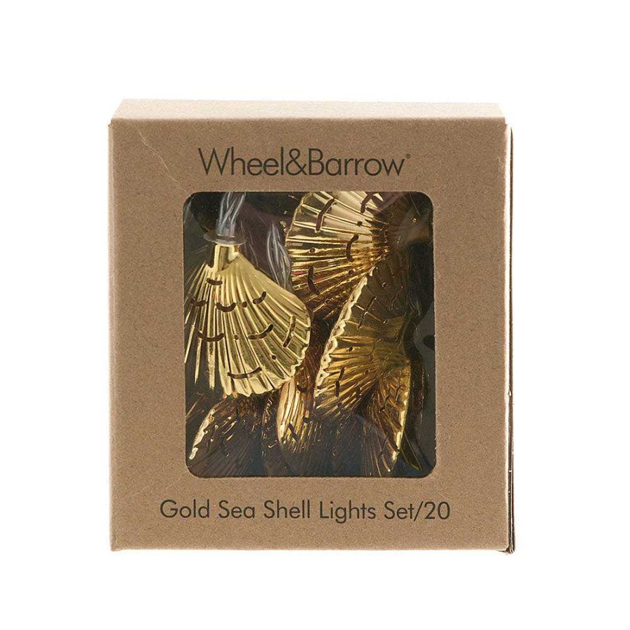 Wheel and Barrow String Lights Sea Shells Gold 20 Piece | Lamps & Lighting