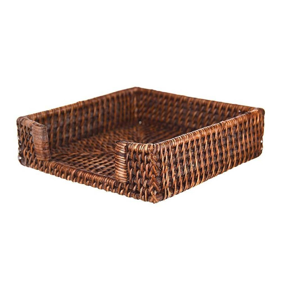 Wheel and Barrow Rattan Napkin Holder Dark Brown 18Cm | Napkin Rings