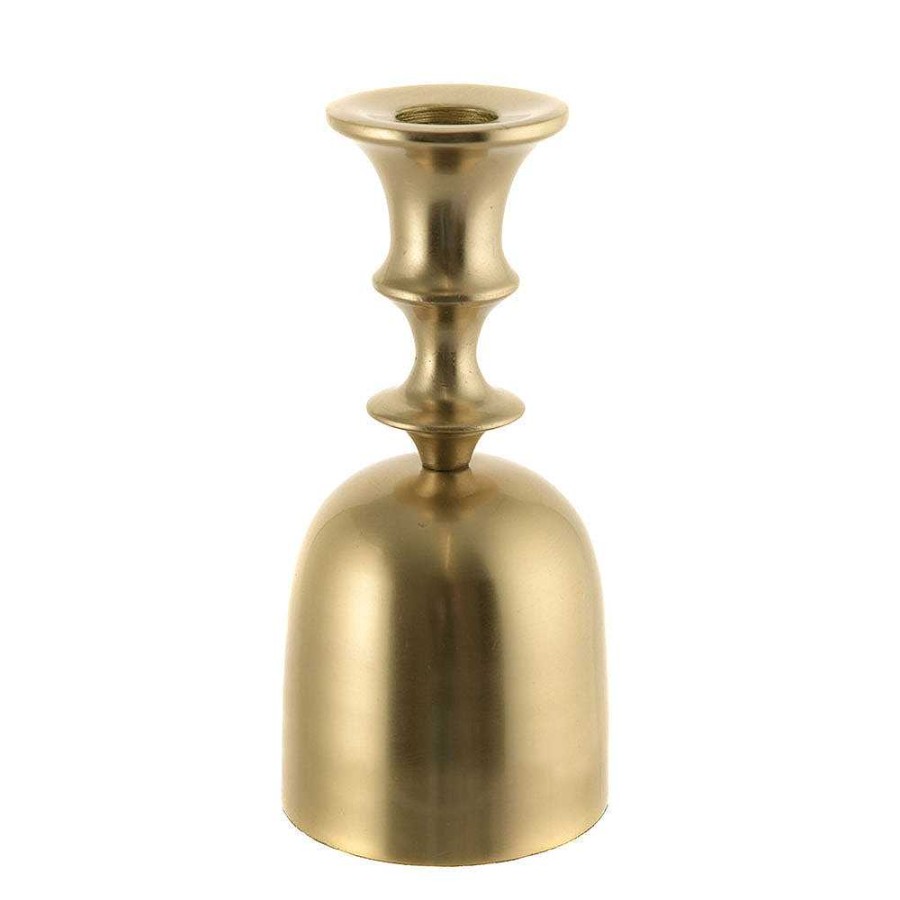 Wheel and Barrow Taper Candle Holder Bell Shape Brushed Gold 16Cm | Tealight Holders