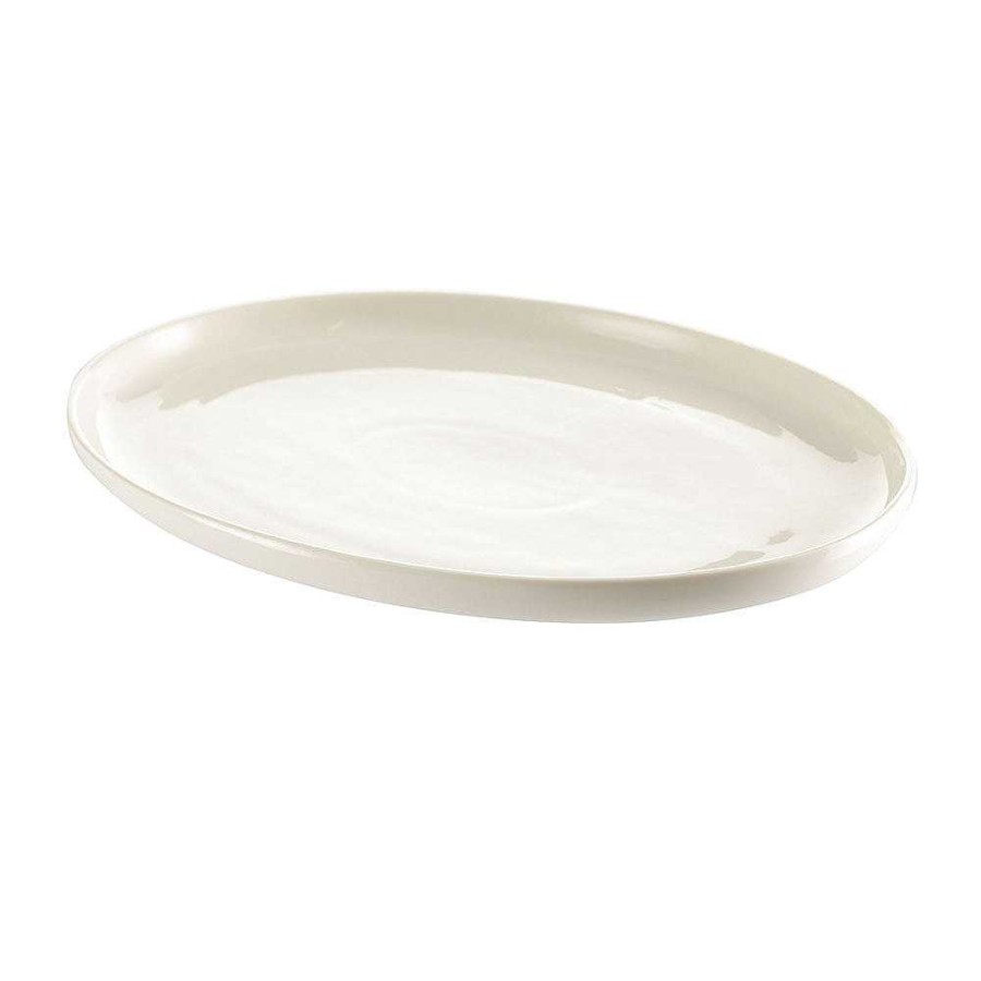 Wheel and Barrow Bone China Platter Oval White 31X22X3Cm | Serving Platters