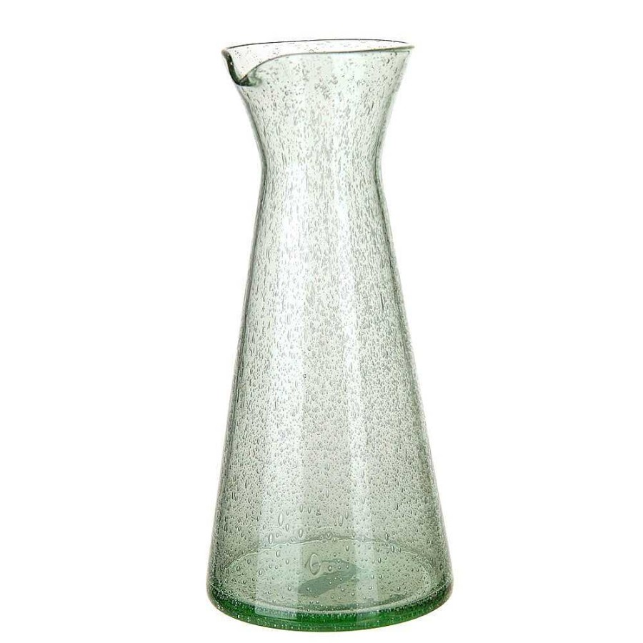 Wheel and Barrow Glass Carafe Bubble Green 985Ml | Bubble