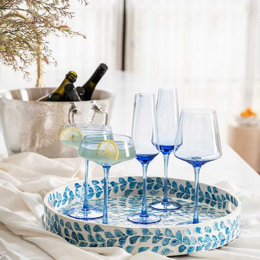 Wheel and Barrow Coupe Glass Cornflower Blue 270Ml | Cocktail