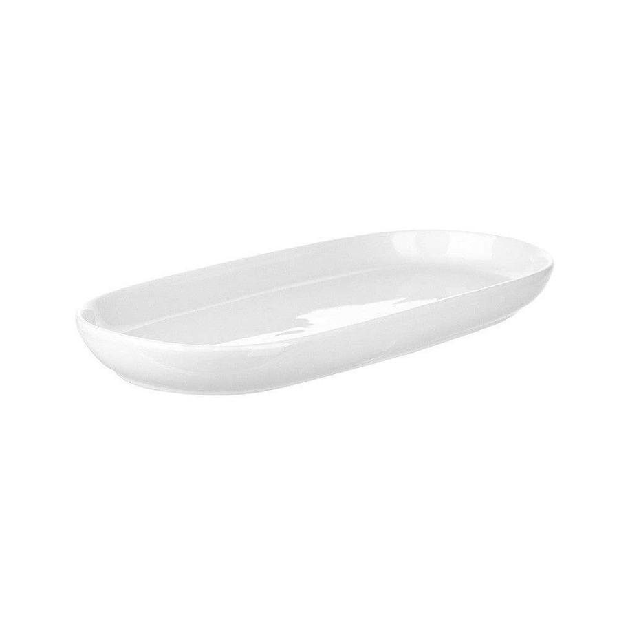 Wheel and Barrow Porcelain Serving Plate Oval White Small 32X15X3Cm | Serving Platters