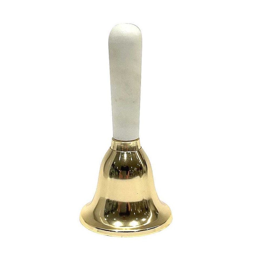 Wheel and Barrow Gold Bell With Marble Handle | Decorative Items