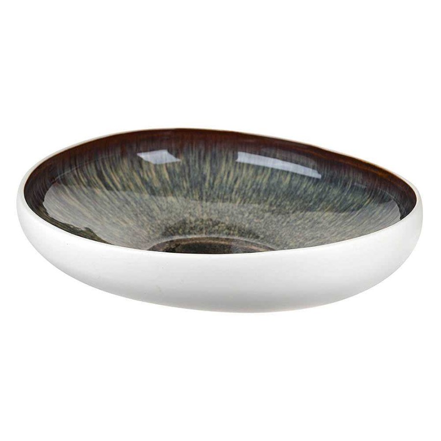 Wheel and Barrow Organic Bowl Matt White With Atomic Inner 37.5X37X5Cm | Serving Platters