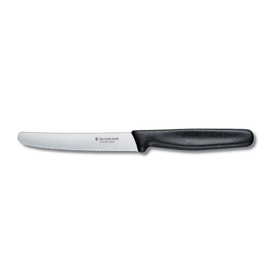 Wheel and Barrow Steak & Tomato Knife Victorinox Round Edge Black 11Cm | Knives