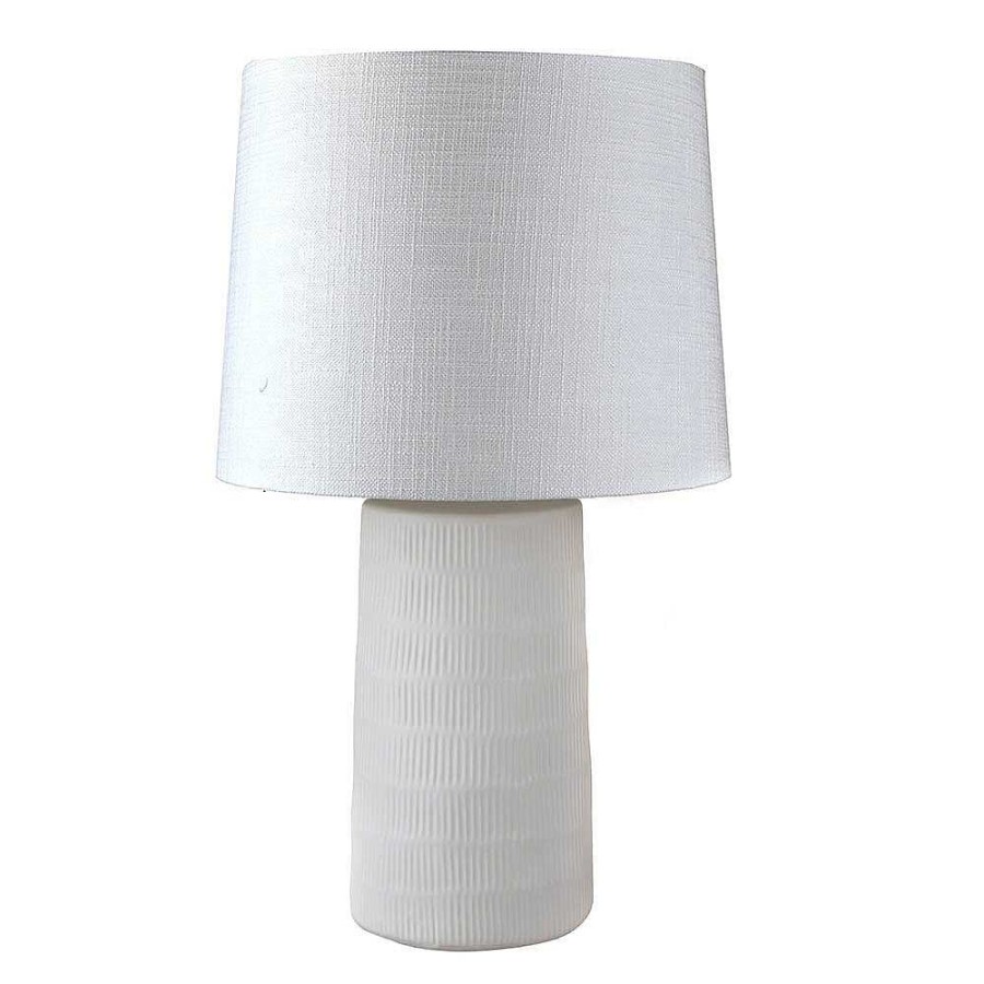 Wheel and Barrow Lamp Ribbed Texture Base Matt White 67Cm | Furniture