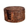 Wheel and Barrow Rattan Coaster Set/6 Dark Brown | Sunrise Range