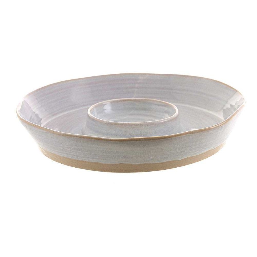 Wheel and Barrow Ceramic Round Chip N' Dip 28Cm | Condiment & Dip Bowls