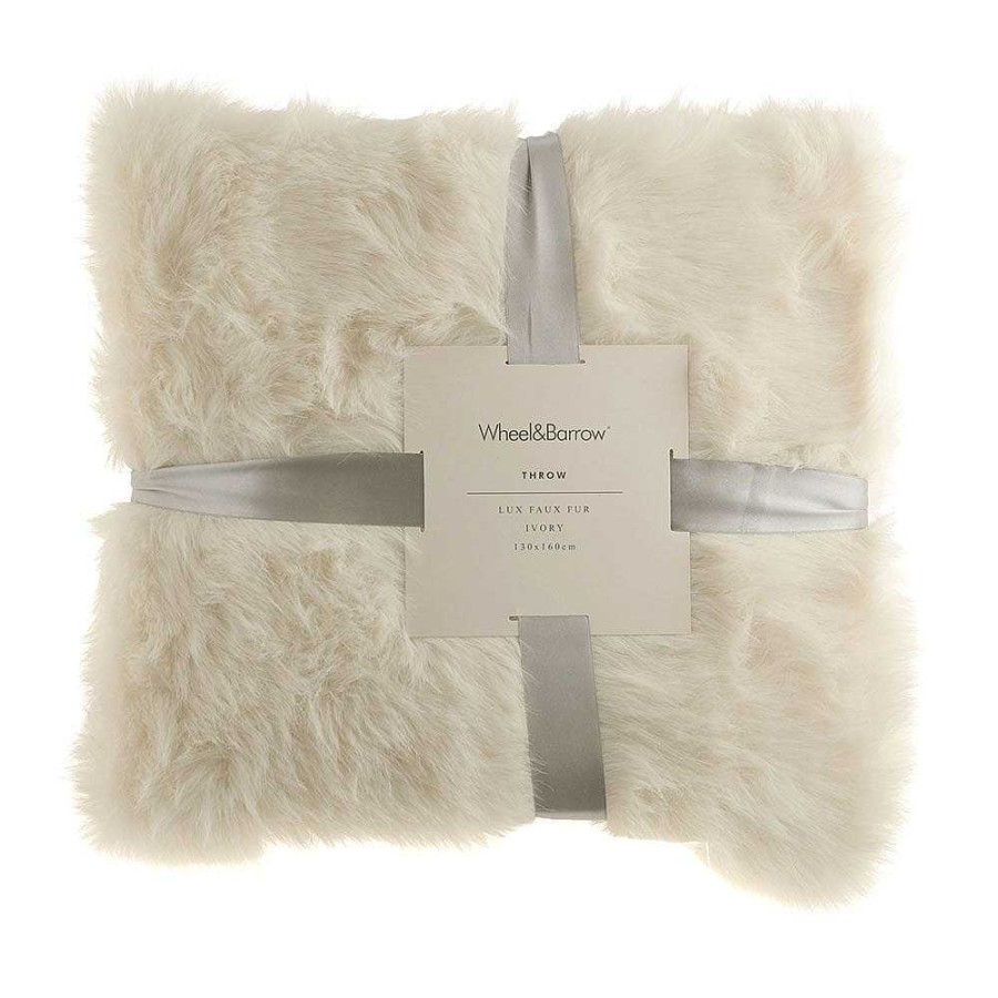 Wheel and Barrow Throw Lux Faux Fur Ivory 130X160Cm | Throw Blankets