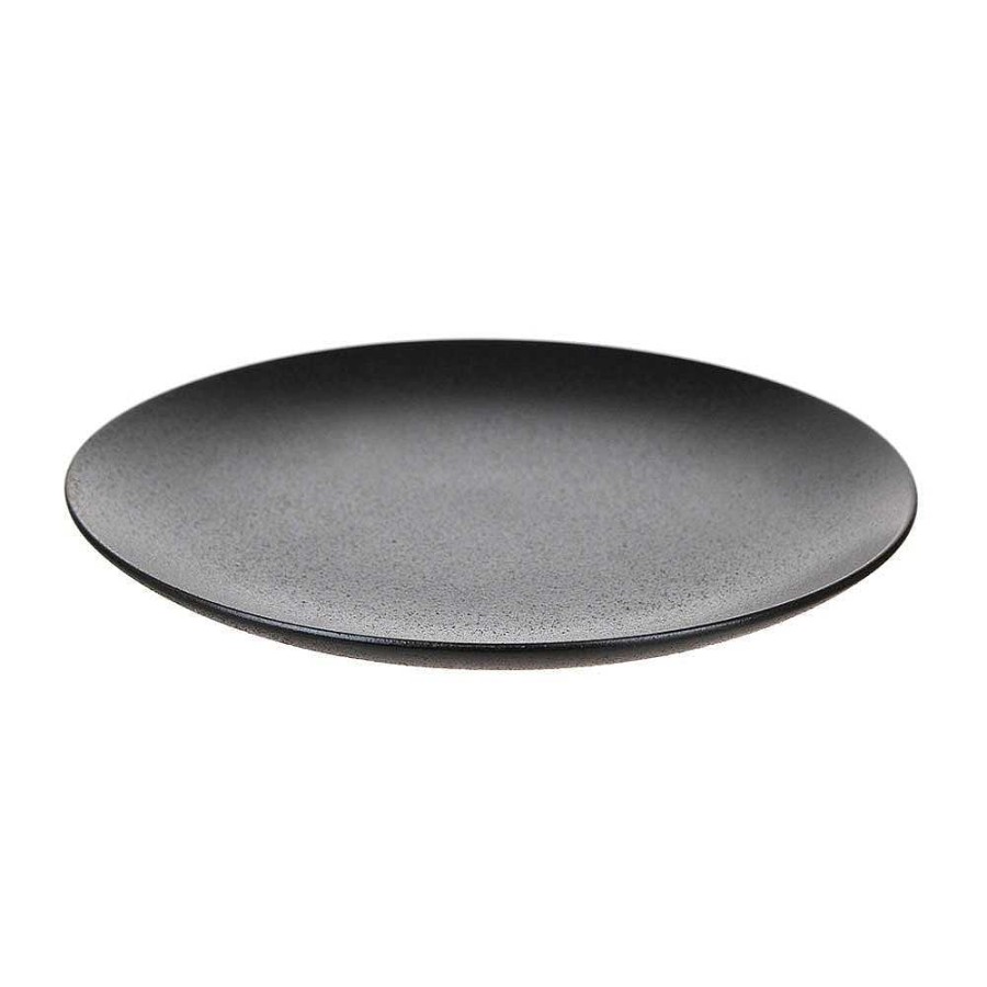 Wheel and Barrow Side Plate Round Black 20Cm | Stoneware