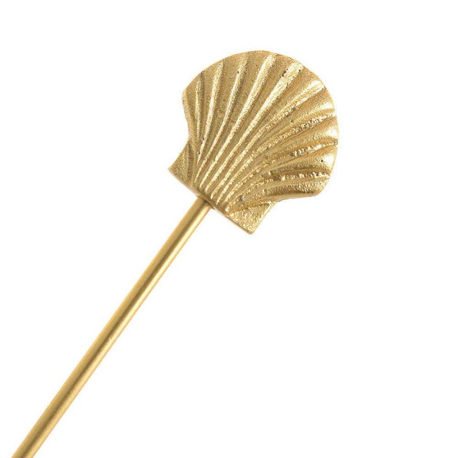 Wheel and Barrow Shell Stirrer Gold | Gold Barware