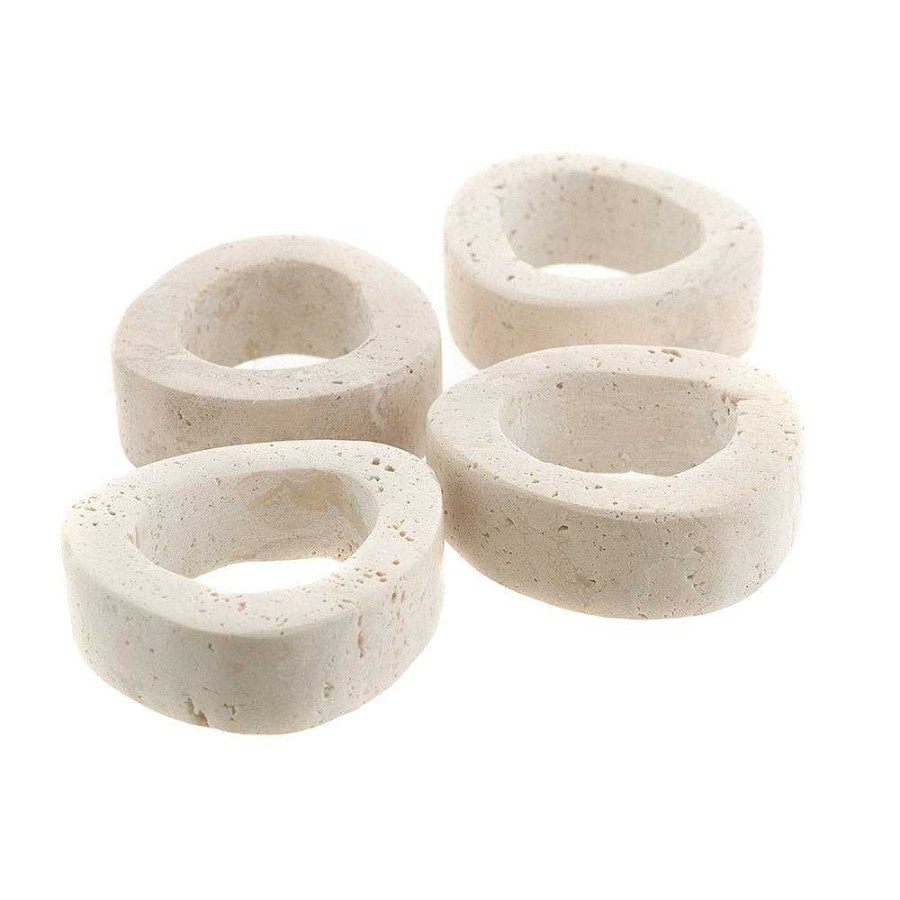 Wheel and Barrow Napkin Ring White Travertine With Resin Filling 7X6X2Cm | Napkin Rings