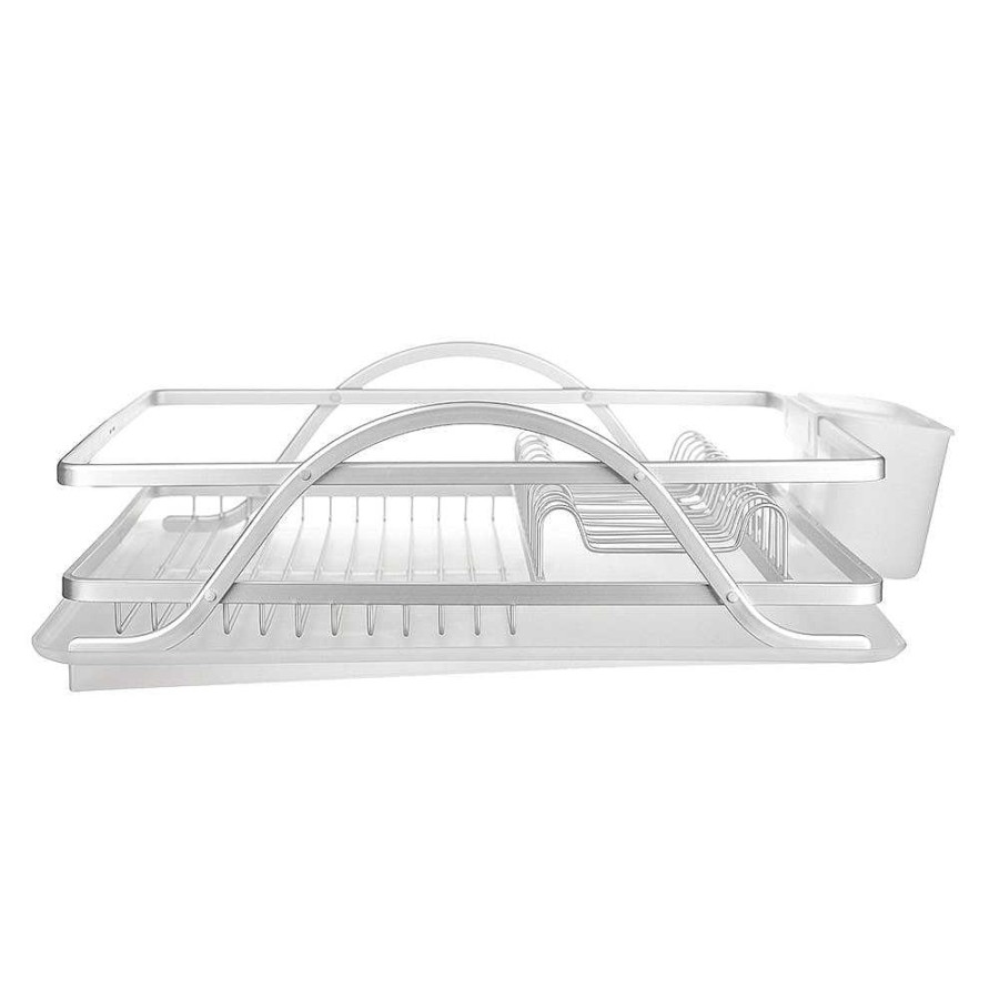 Wheel and Barrow Aluminium Dish Rack With Side Cutlery With Tray 49X38X14Cm | Kitchen Storage