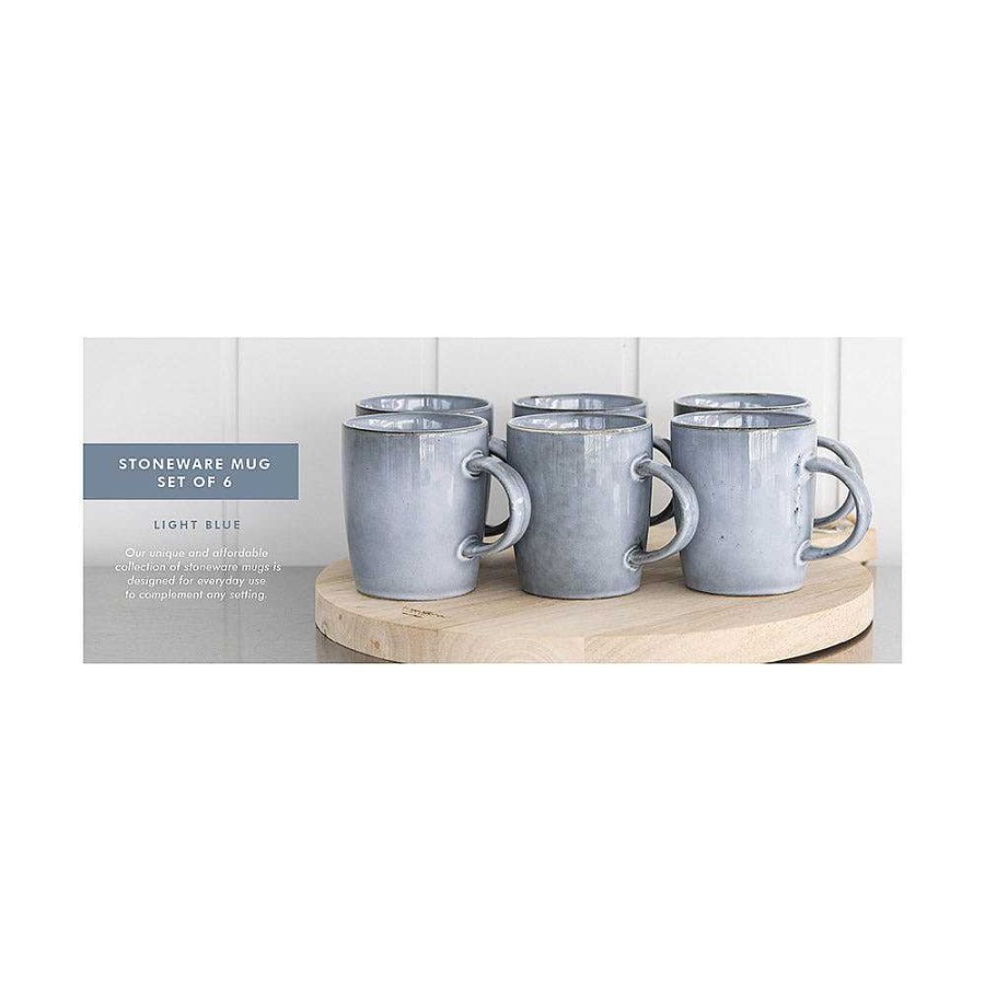 Wheel and Barrow Stoneware Mug Set/6 Light Blue | Stoneware Olive Green