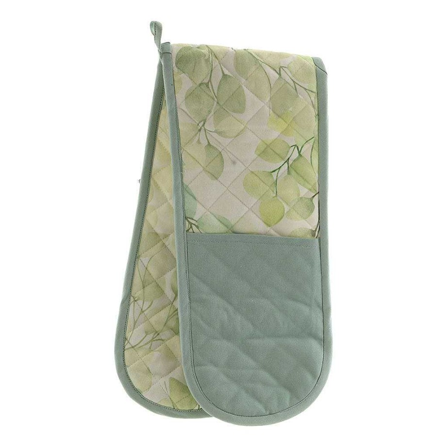 Wheel and Barrow Leaf Print Double Oven Mitt Neutral | Mitts