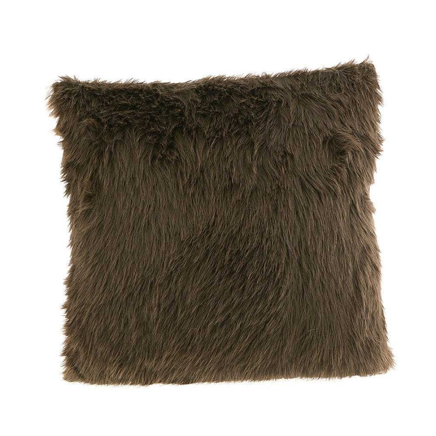 Wheel and Barrow Cushion Faux Fur Chocolate With Velvet Back 50X50Cm | Cushions