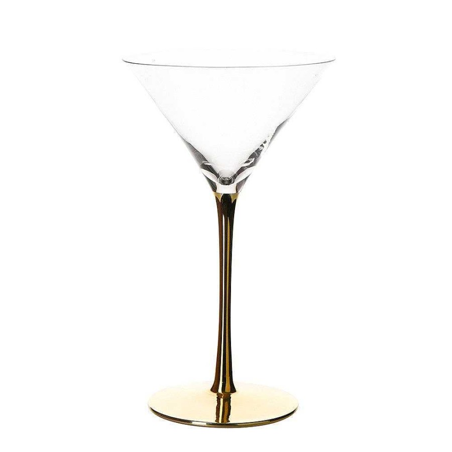 Wheel and Barrow Martini Glass Gold Stem 255Ml | Noir Collection