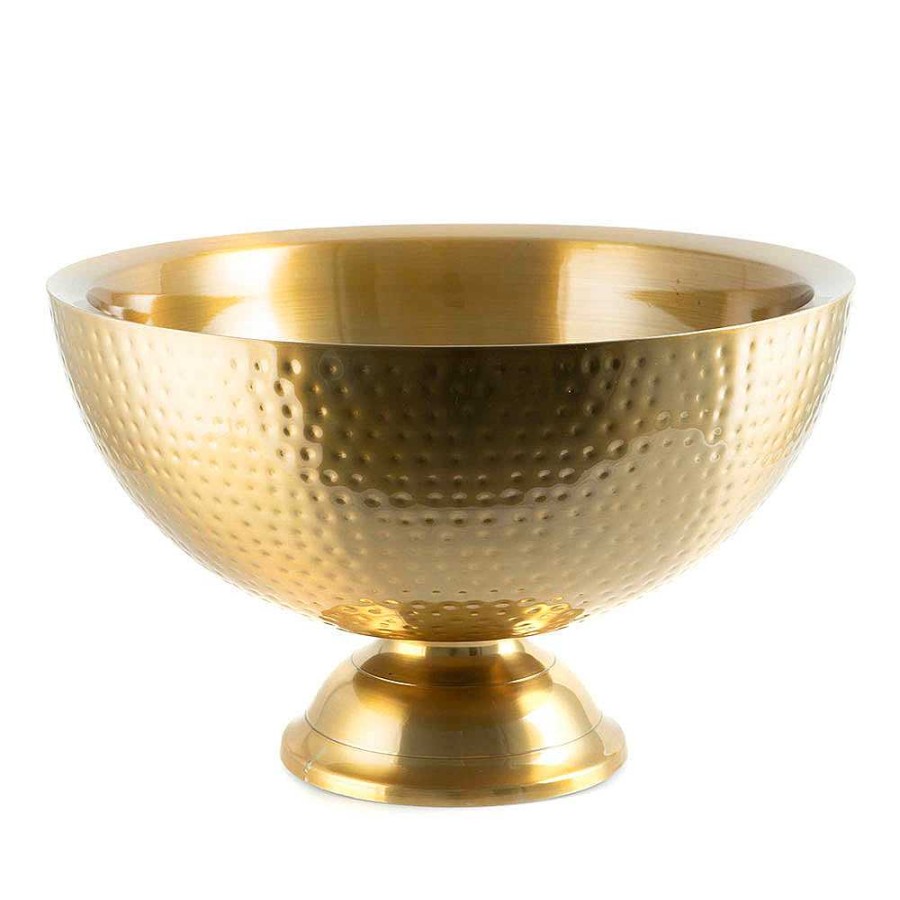 Wheel and Barrow Champagne Tub Gold S/S Hammered 43X25Cm | Gold Barware