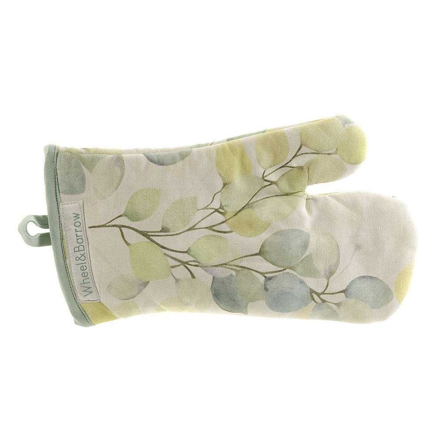 Wheel and Barrow Leaf Print Oven Mitt Neutral | Mitts