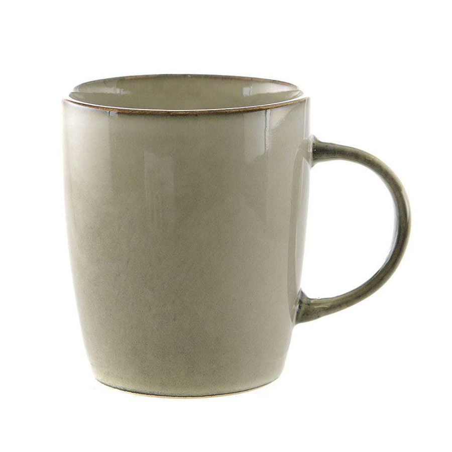 Wheel and Barrow Stoneware Mug Set/6 Olive Green | Mugs