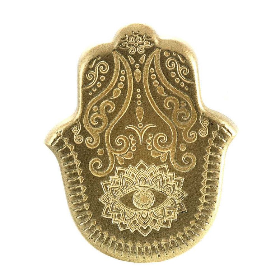 Wheel and Barrow Hamsa Plate Black & Gold Metallic 21X17X3Cm | Condiments