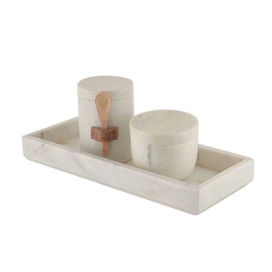 Wheel and Barrow Marble Condiment Set With Spice Box & Spoon | Condiments