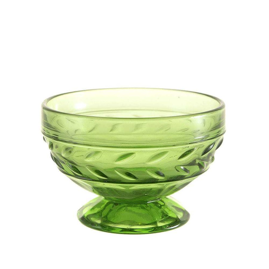 Wheel and Barrow Glass Footed Bowl Tuscan Green 230Ml | Condiments